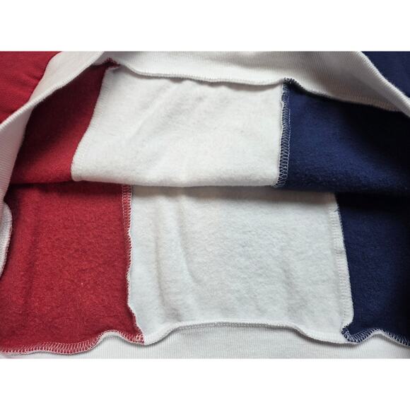 Isaac Morris Womens L America‎ Sweater Red Blue Flag Colorblock Embroidered USA - Picture 7 of 8